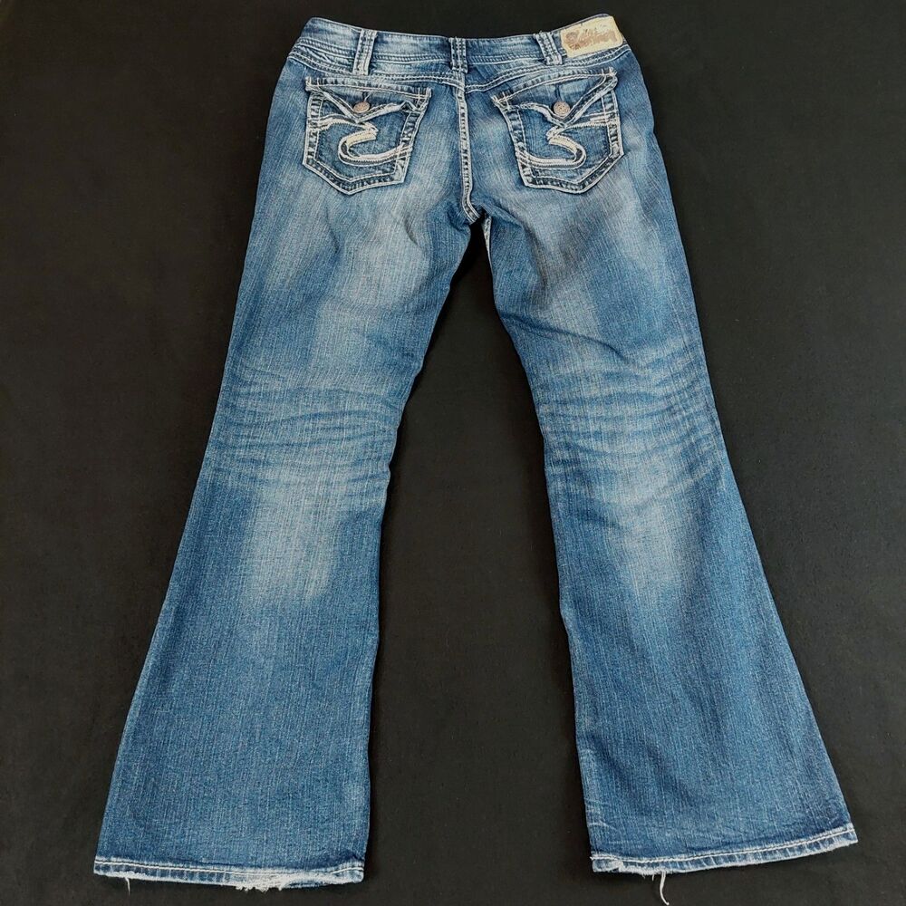 Silver Suki Surplus Bootcut Jeans Women's 32x32 (Fit 34x31) Blue Flap Pockets - Picture 4 of 9